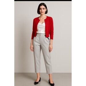 Cahiers Made in Korea Women's Pants, Light Gray,‎ Cropped, Dark Gray Trim, SZ M